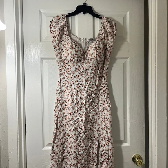 Madden Girl White and Red Floral Midi Dress - Picture 1 of 3
